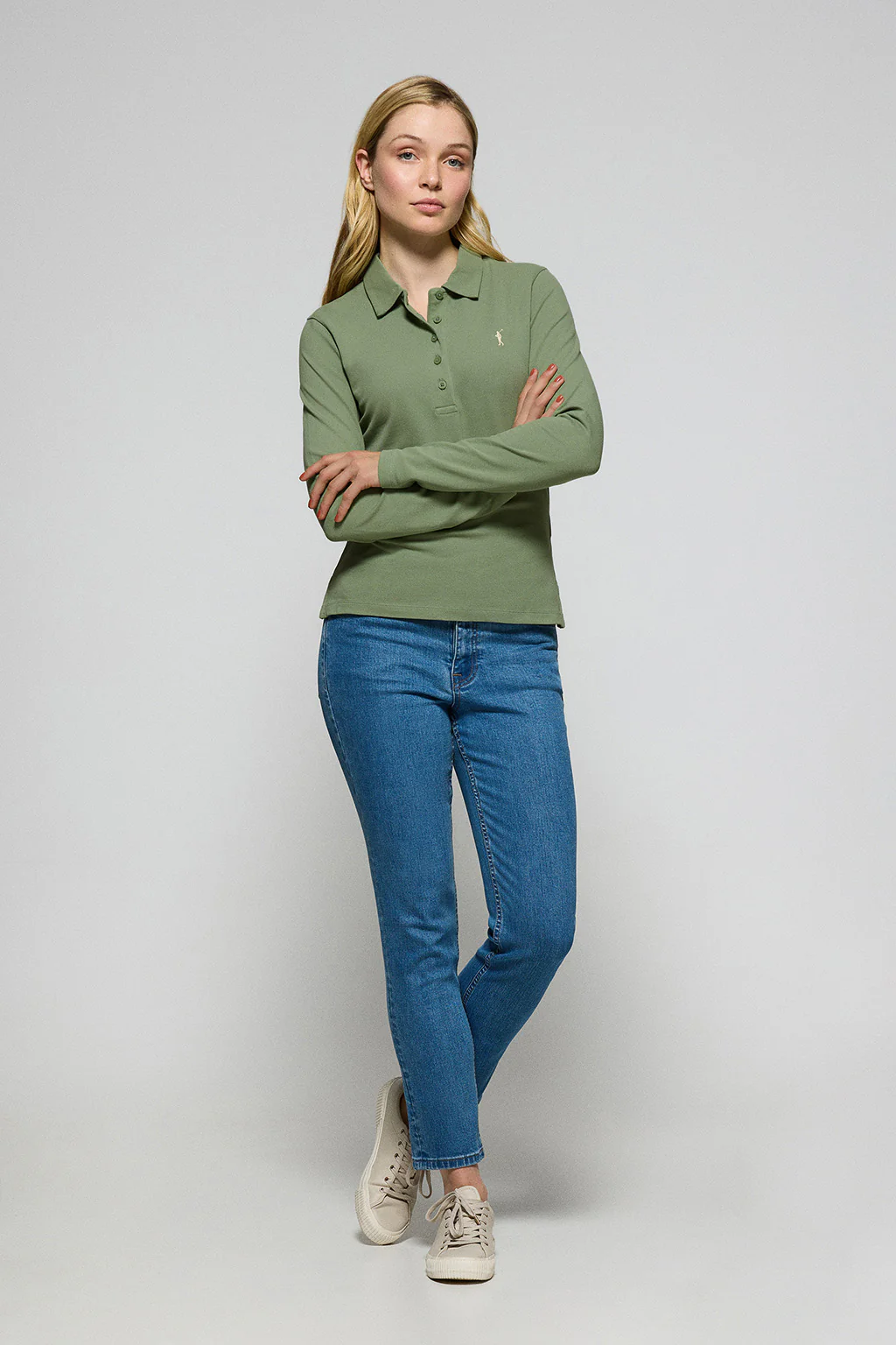 Jade-green five-button polo shirt Priyanka with Rigby Go embroidery - Image 4