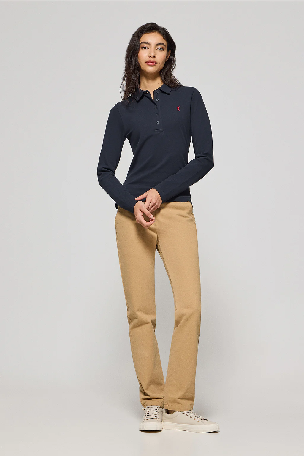 Navy-blue five-button polo shirt Priyanka with Rigby Go embroidery - Image 4