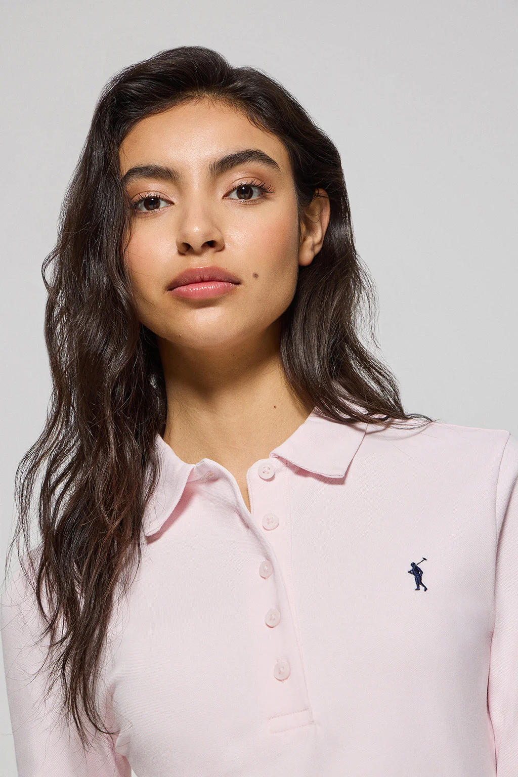 Pink five-button polo shirt Priyanka with Rigby Go embroidery - Image 2