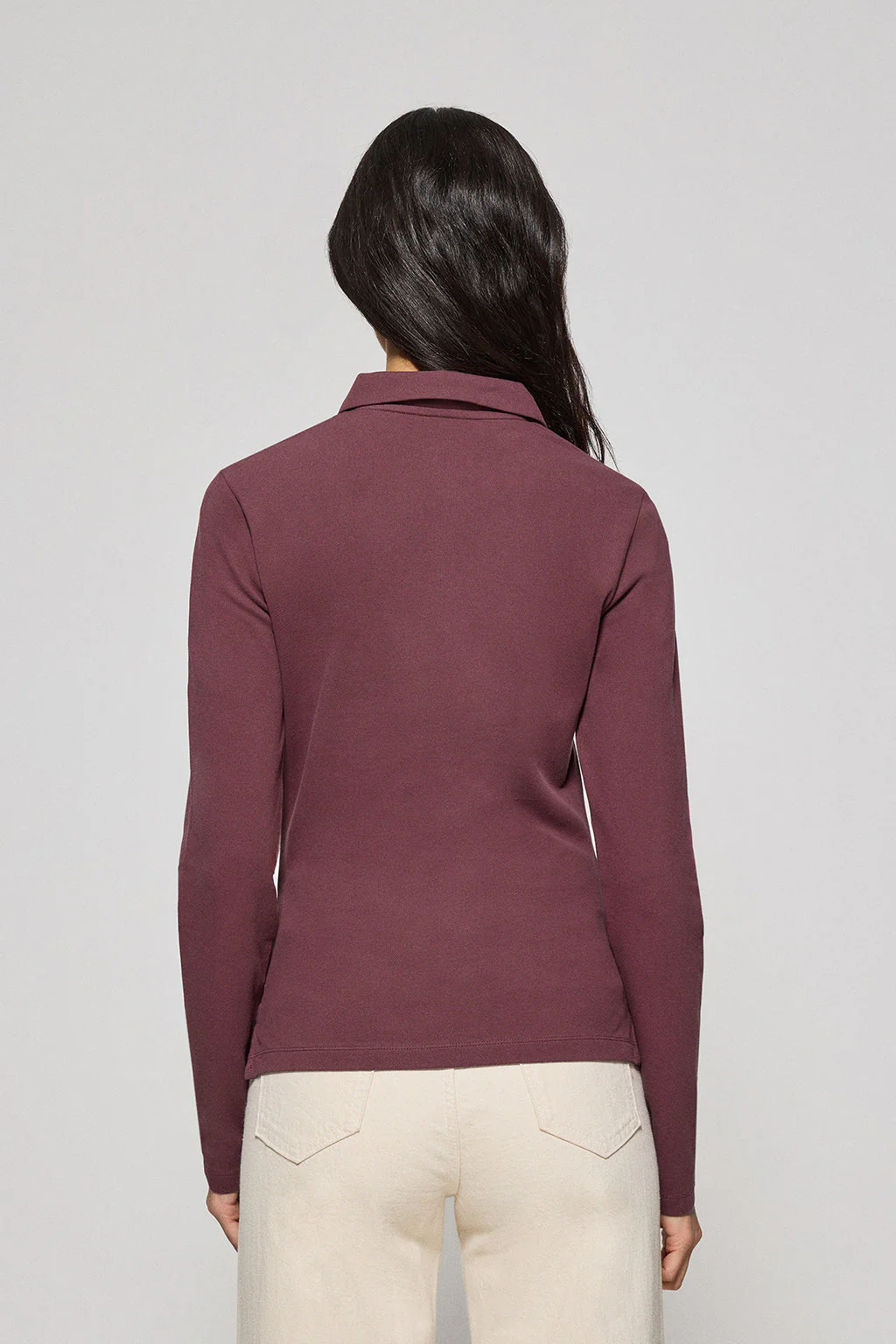 Plum five-button polo shirt Priyanka with Rigby Go embroidery - Image 4