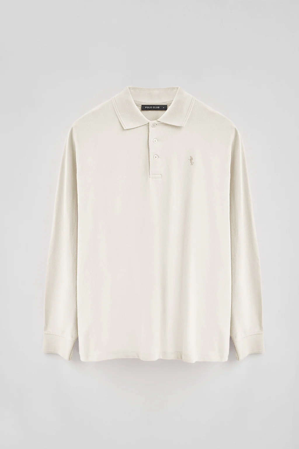 Nude long-sleeve pique polo shirt with Rigby Best embroidery - Image 7