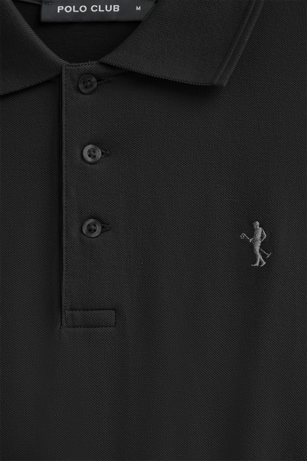Black long-sleeve pique polo shirt with Rigby Best embroidery - Image 6