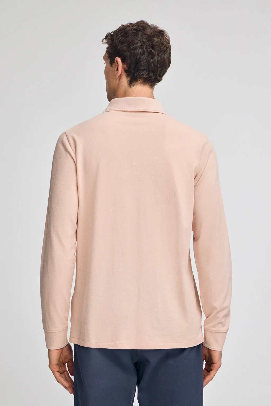 Blush-pink long-sleeve pique polo shirt with Rigby Best embroidery - Image 2