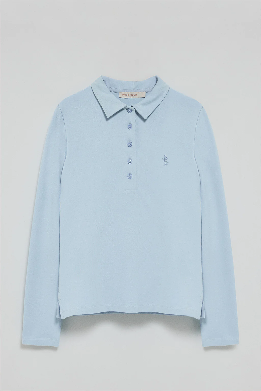 Light-blue long-sleeve cotton polo shirt with Rigby Best embroidery - Image 7