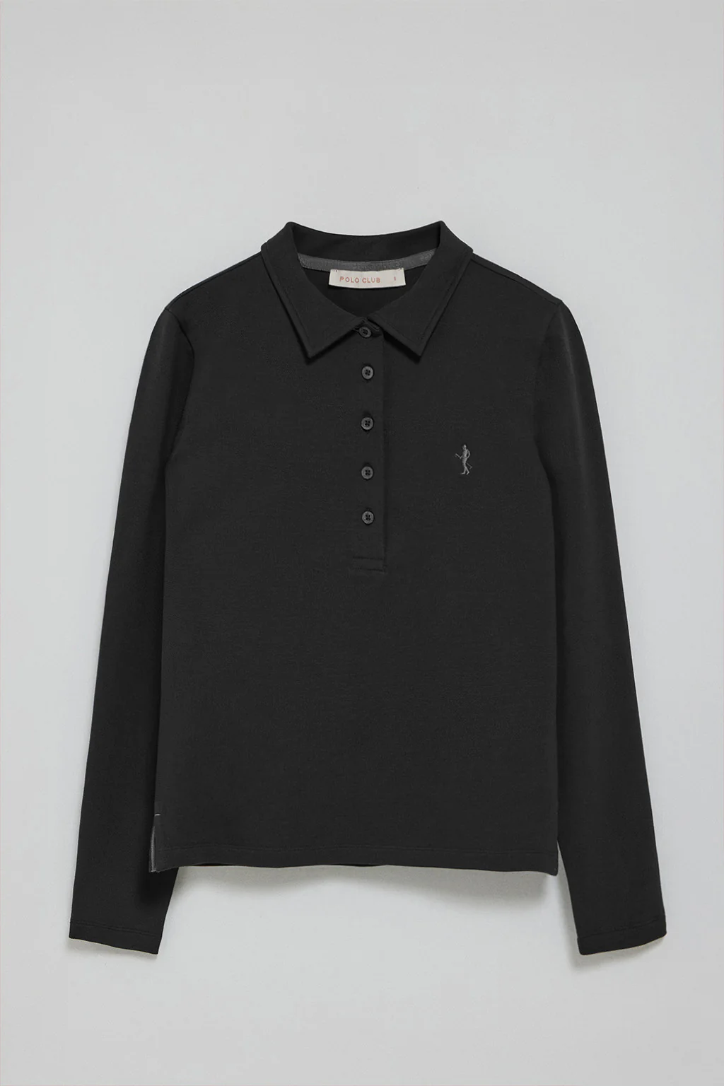 Black long-sleeve cotton polo shirt with Rigby Best embroidery - Image 5