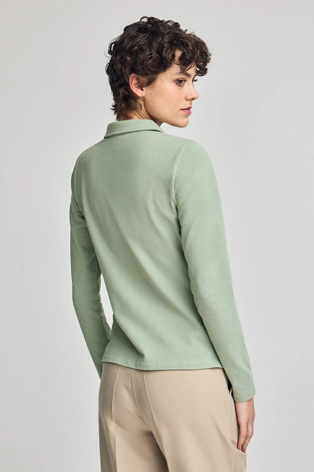 Jade-green long-sleeve cotton polo shirt with Rigby Best embroidery - Image 2