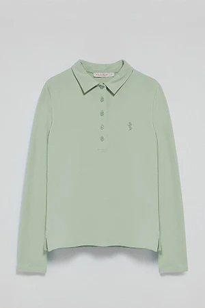 Jade-green long-sleeve cotton polo shirt with Rigby Best embroidery - Image 8
