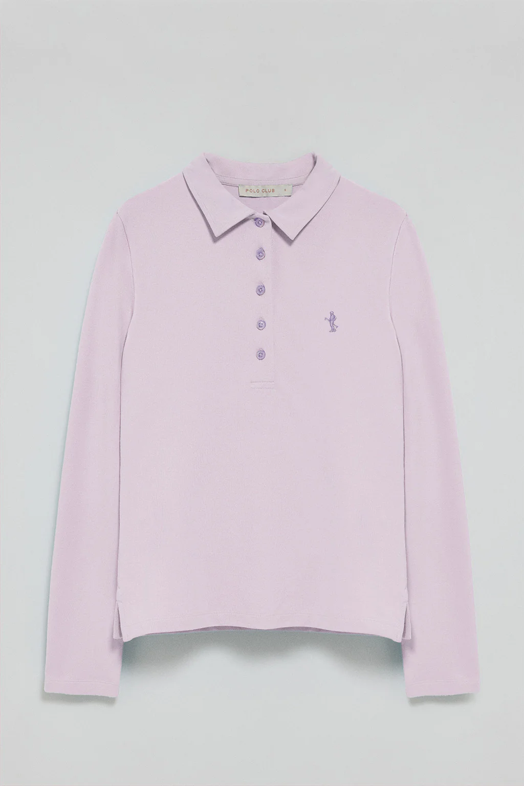 Lavender long-sleeve cotton polo shirt with Rigby Best embroidery - Image 5