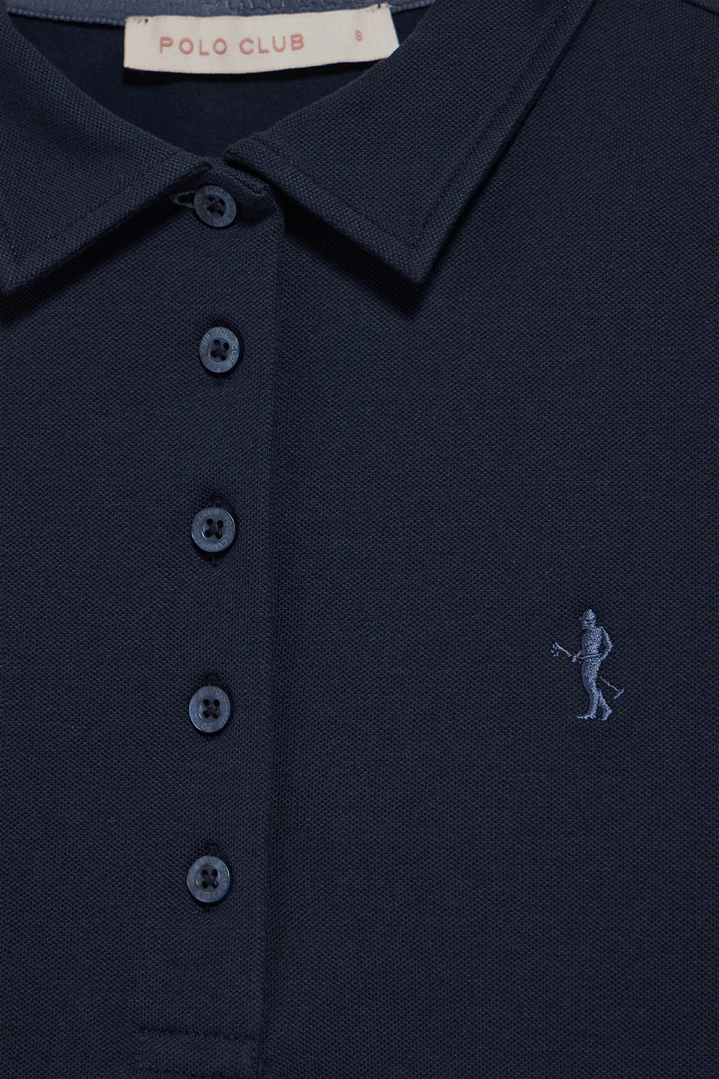 Navy-blue long-sleeve cotton polo shirt with Rigby Best embroidery - Image 7