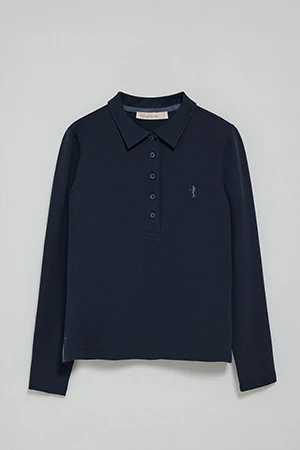 Navy-blue long-sleeve cotton polo shirt with Rigby Best embroidery - Image 9