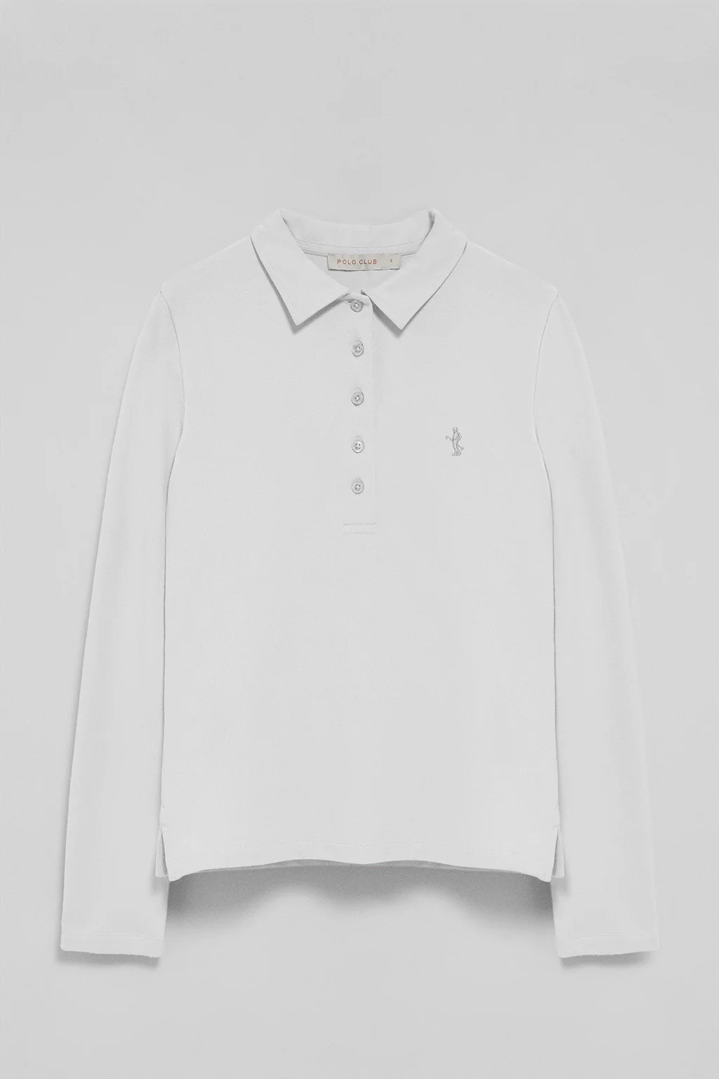 White long-sleeve cotton polo shirt with Rigby Best embroidery - Image 5