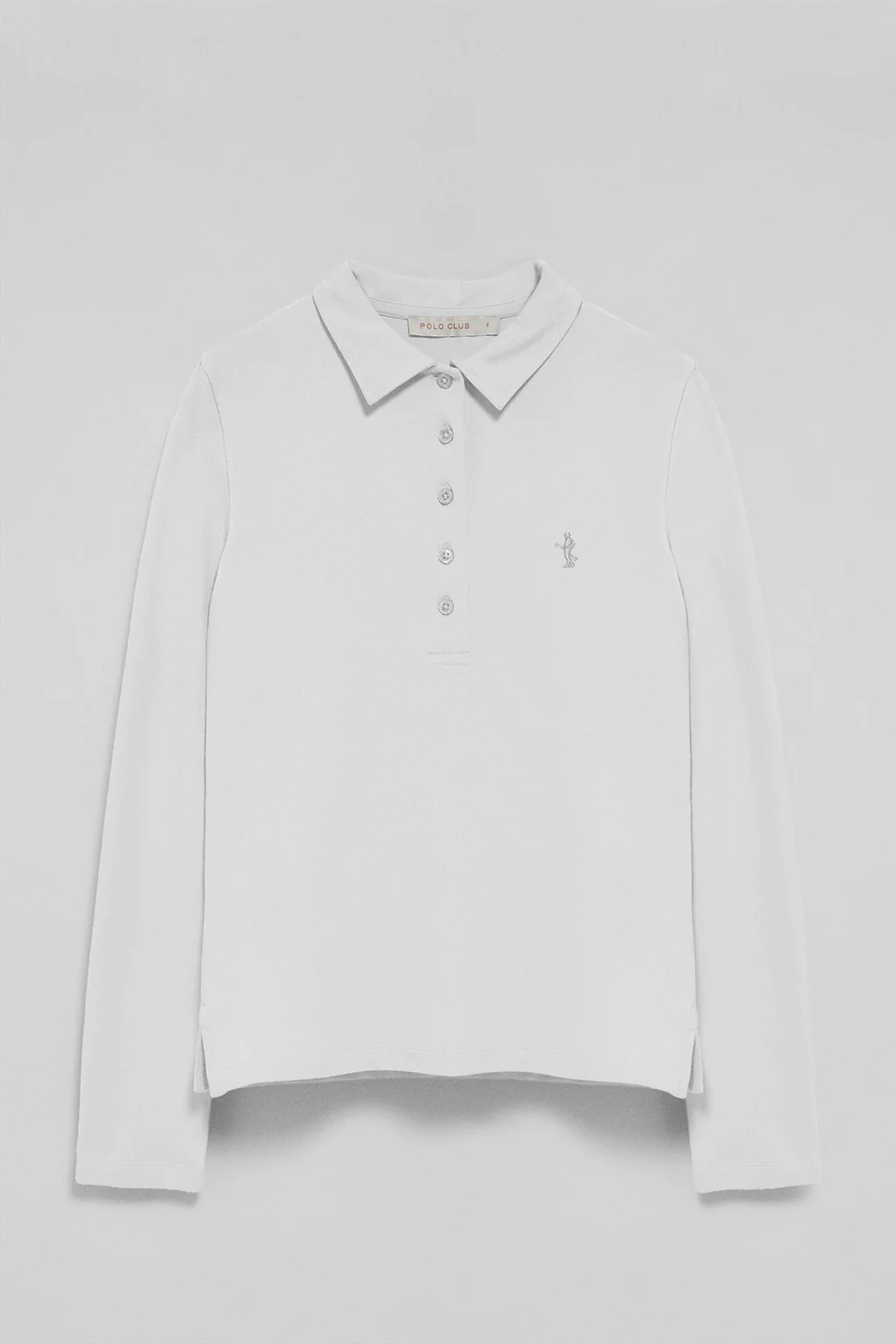 White long-sleeve cotton polo shirt with Rigby Best embroidery - Image 7