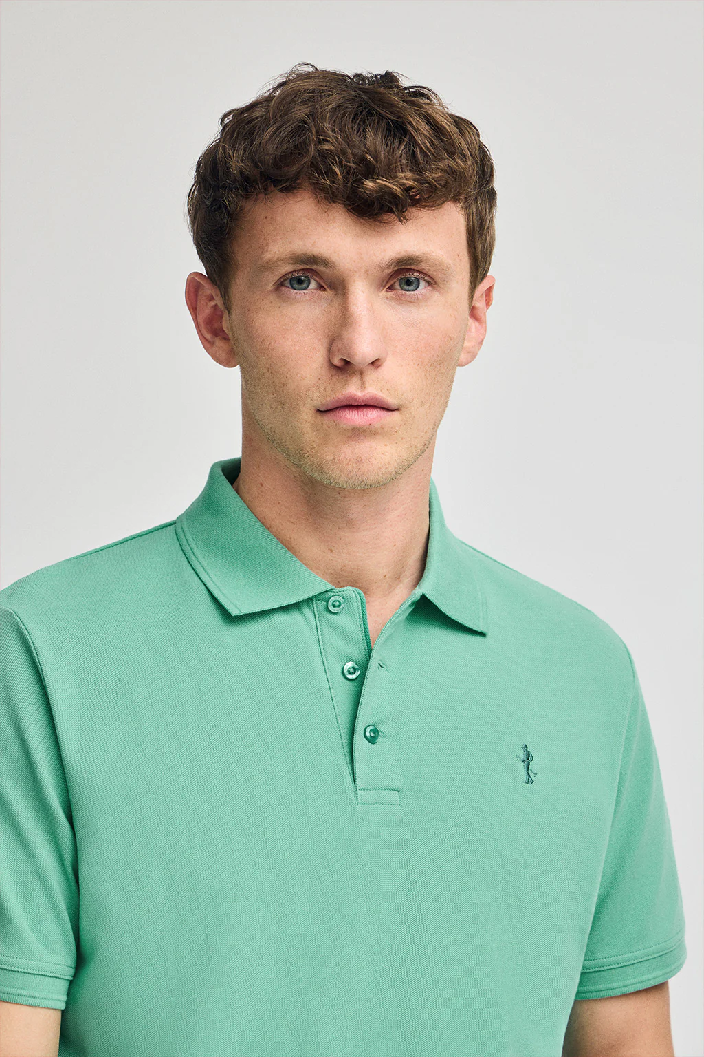Aqua short-sleeve pique polo shirt with Rigby Best embroidery - Image 3