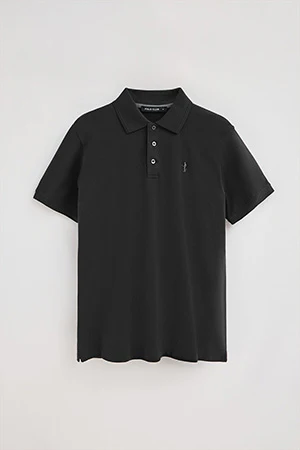 Black short-sleeve pique polo shirt with Rigby Best embroidery - Image 9