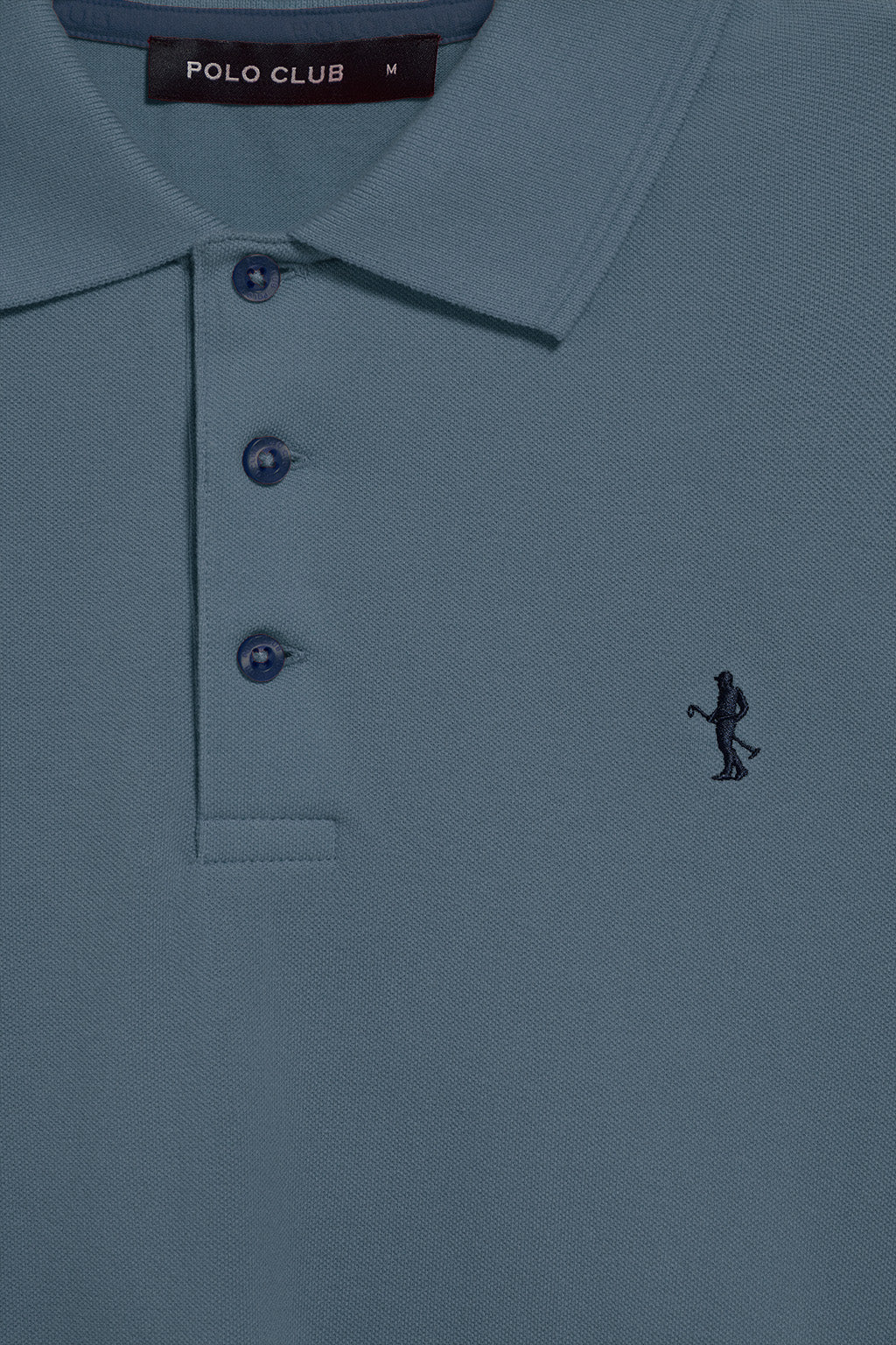 Denim-blue short-sleeve pique polo shirt with Rigby Best embroidery - Image 6
