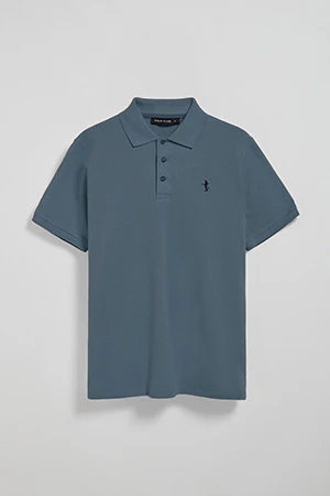 Denim-blue short-sleeve pique polo shirt with Rigby Best embroidery - Image 8