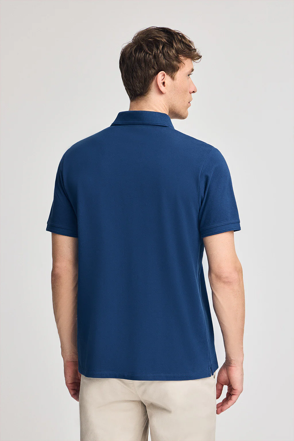 Indigo-blue short-sleeve pique polo shirt with Rigby Best embroidery - Image 2