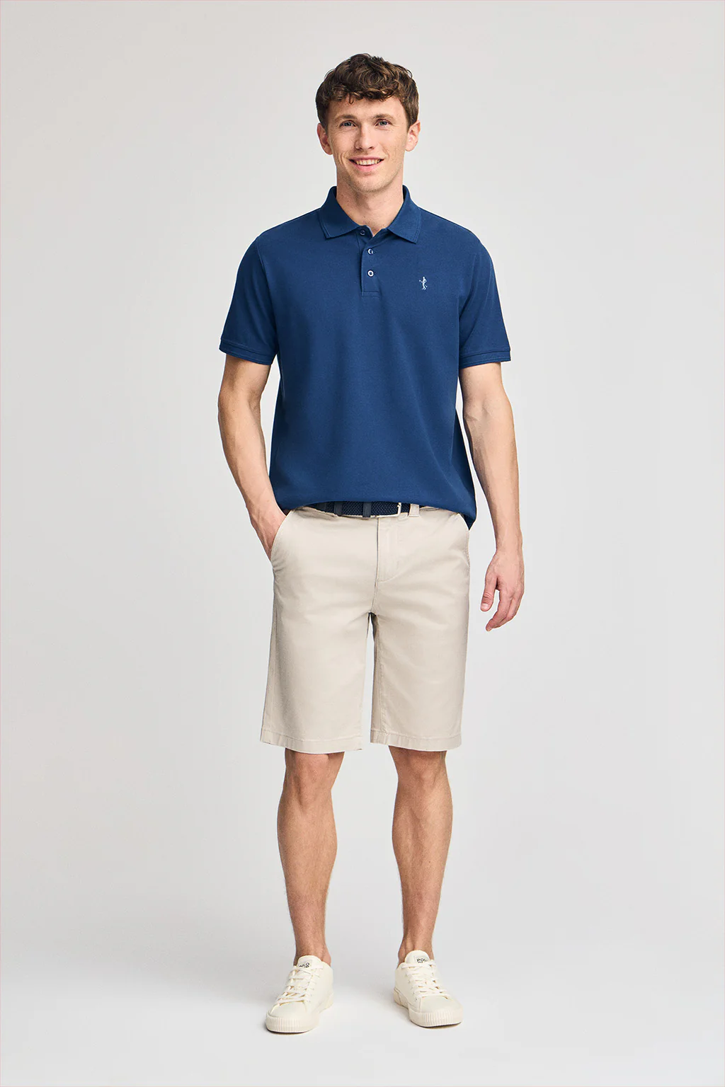 Indigo-blue short-sleeve pique polo shirt with Rigby Best embroidery - Image 4