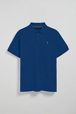 Indigo-blue short-sleeve pique polo shirt with Rigby Best embroidery - Image 8