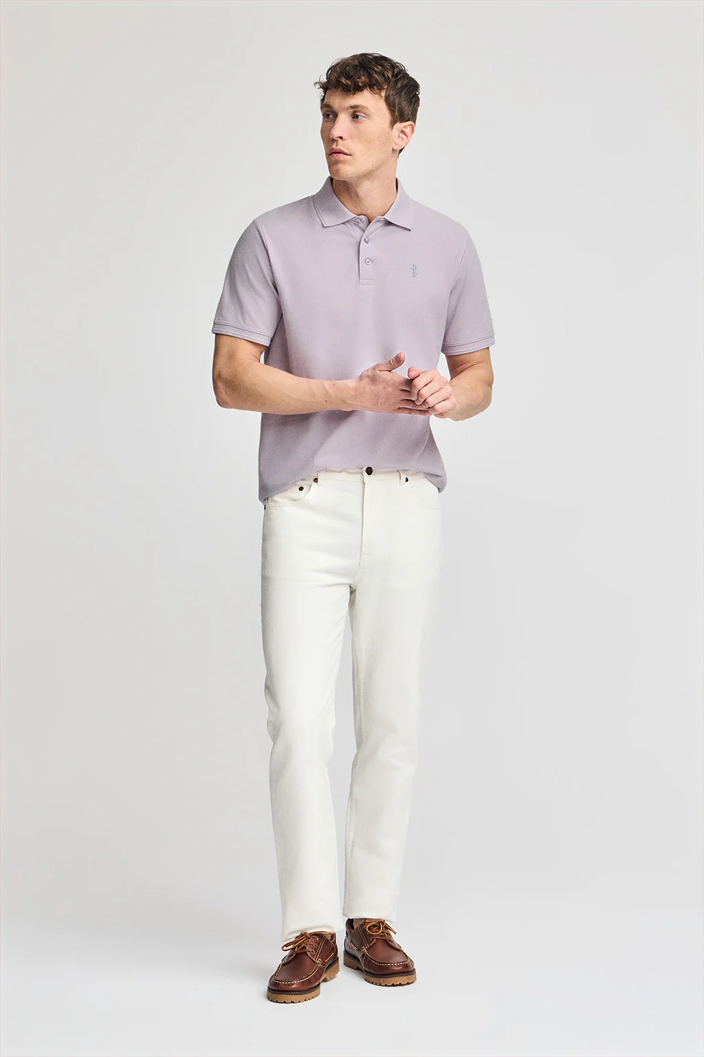 Lavender short-sleeve pique polo shirt with Rigby Best embroidery - Image 4