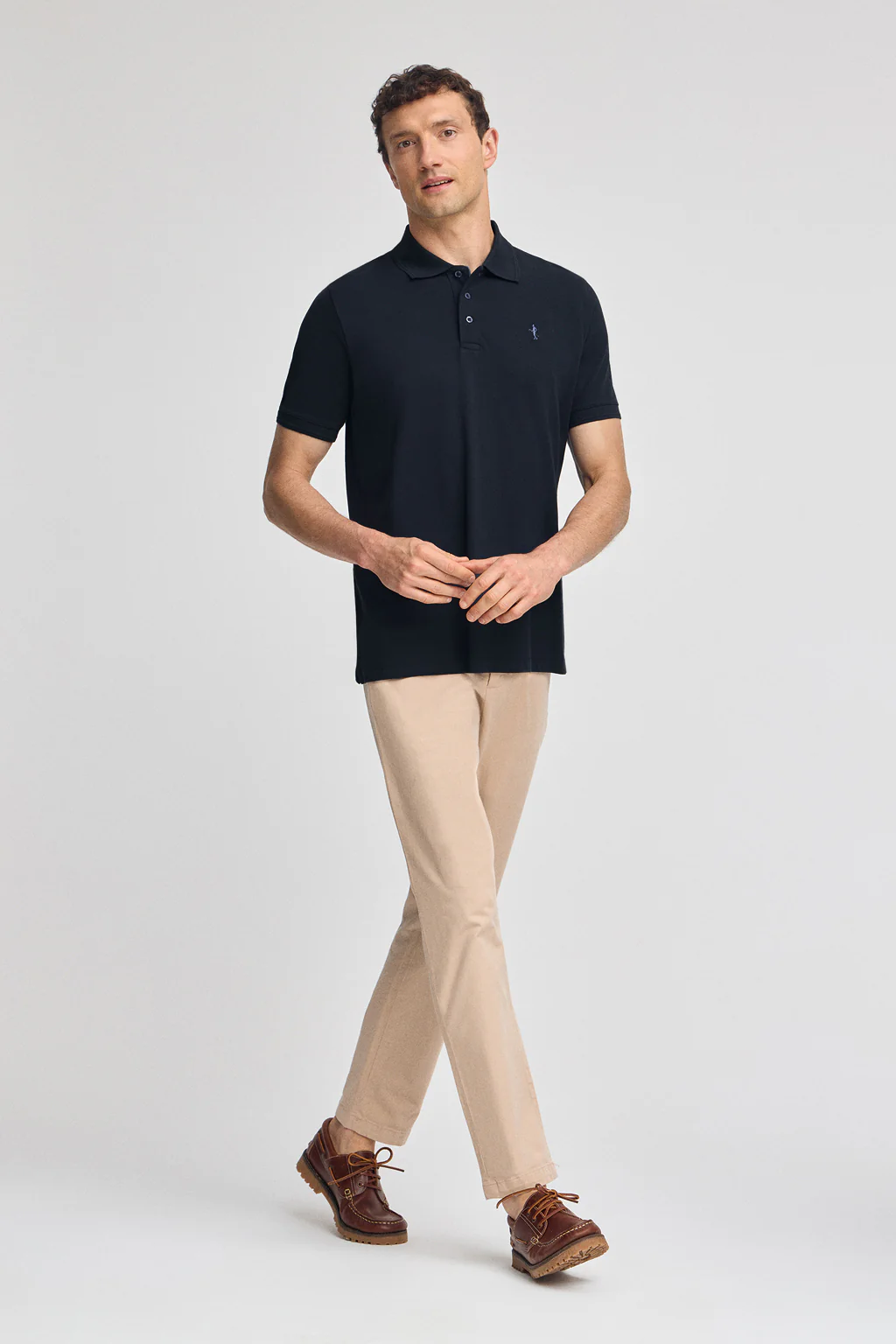 Navy-blue short-sleeve pique polo shirt with Rigby Best embroidery - Image 4