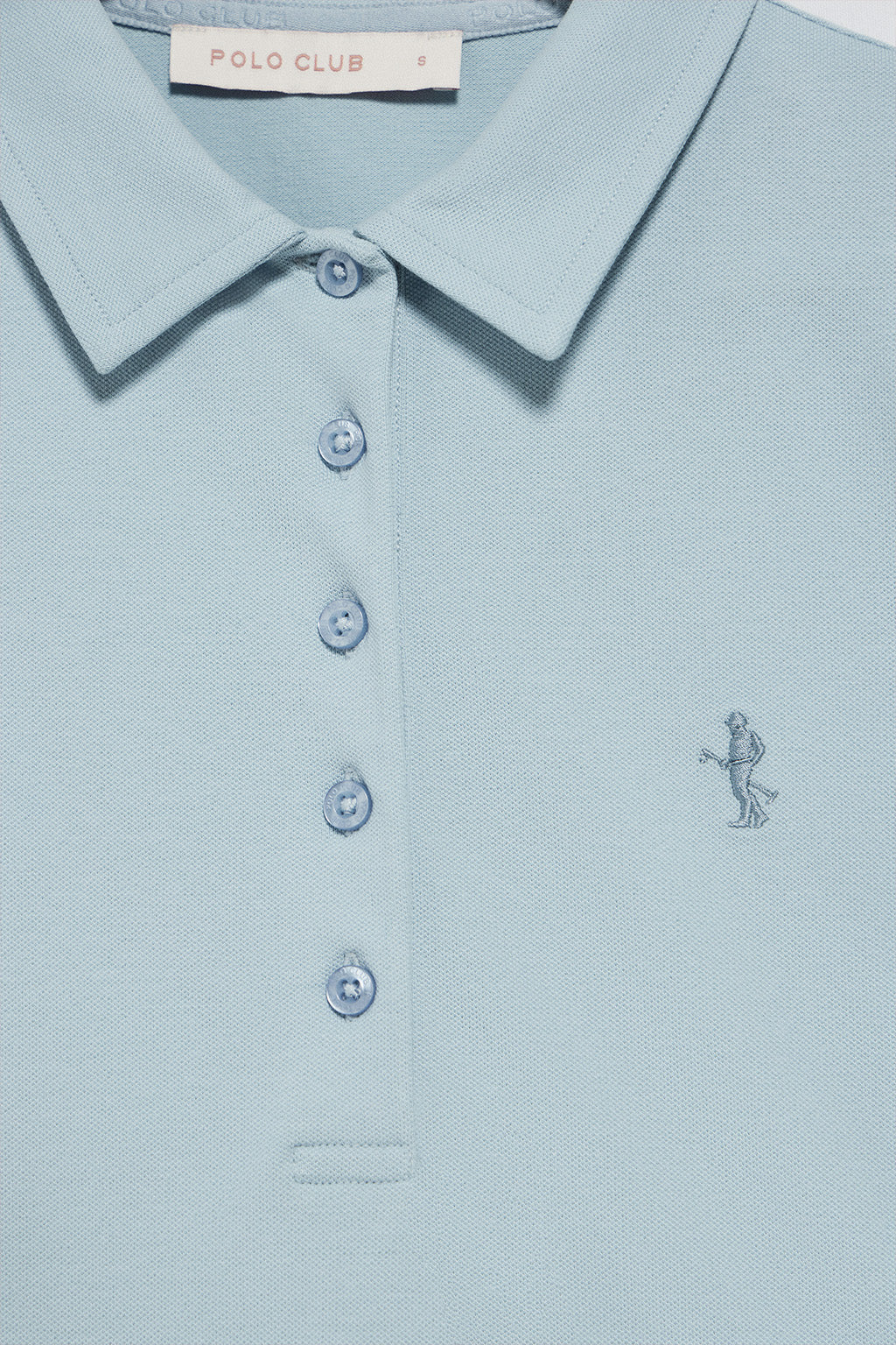 Light-blue short-sleeve cotton polo shirt with Rigby Best embroidery - Image 6
