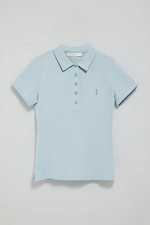 Light-blue short-sleeve cotton polo shirt with Rigby Best embroidery - Image 8