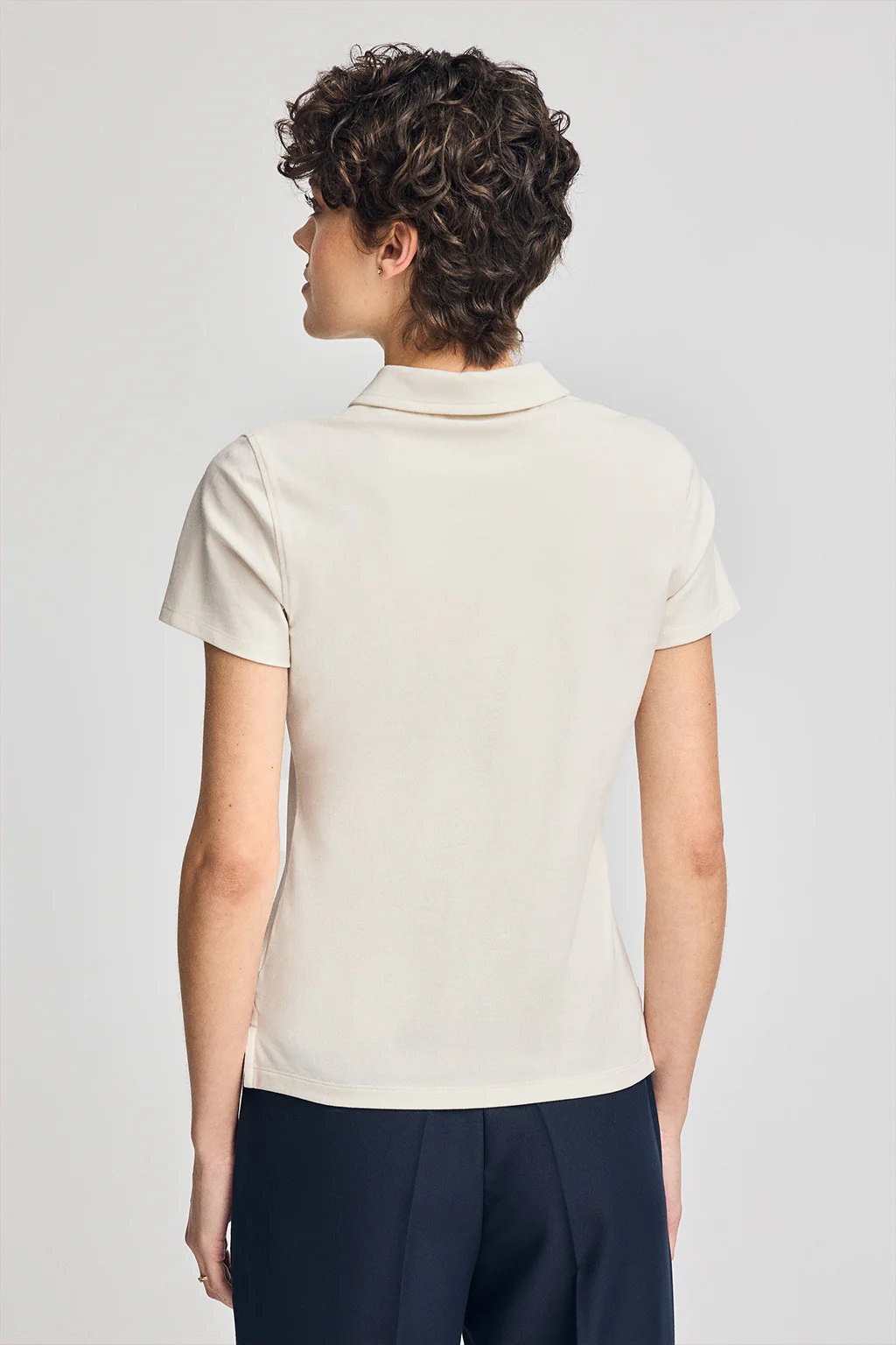 Nude short-sleeve cotton polo shirt with Rigby Best embroidery - Image 2