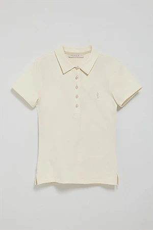 Nude short-sleeve cotton polo shirt with Rigby Best embroidery - Image 8
