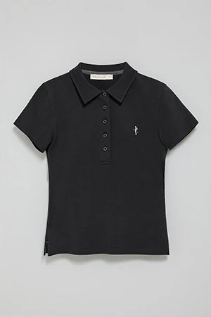 Black short-sleeve cotton polo shirt with Rigby Best embroidery - Image 8