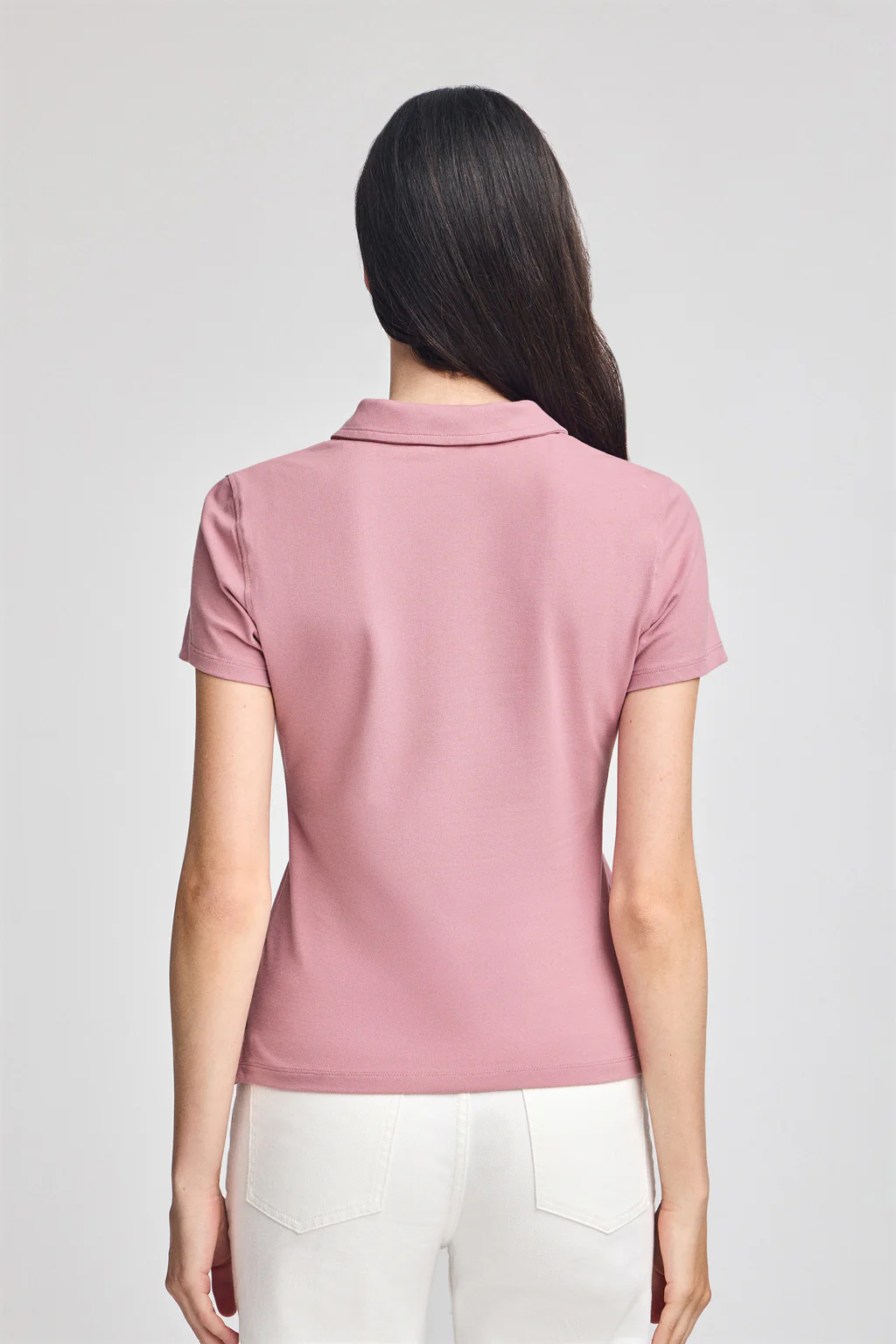 Dusty-pink short-sleeve cotton polo shirt with Rigby Best embroidery - Image 2