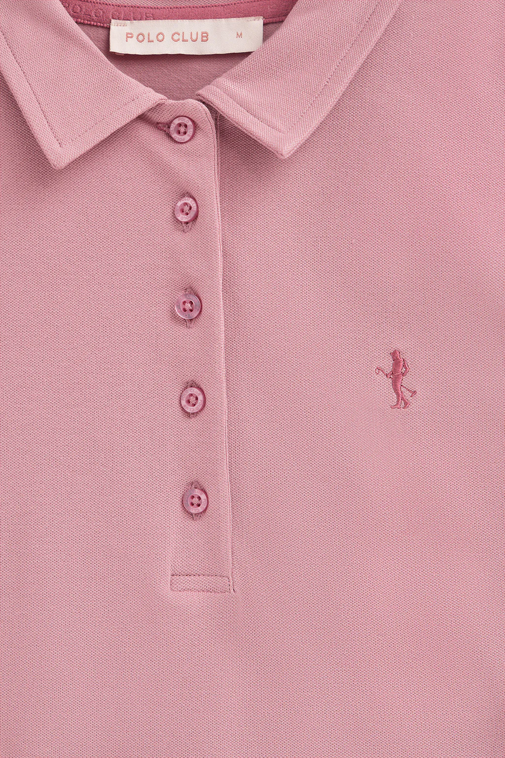 Dusty-pink short-sleeve cotton polo shirt with Rigby Best embroidery - Image 6