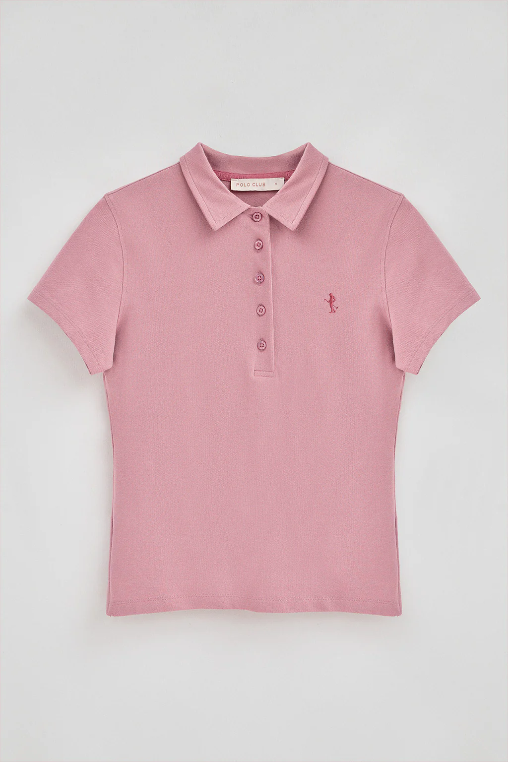 Dusty-pink short-sleeve cotton polo shirt with Rigby Best embroidery - Image 7