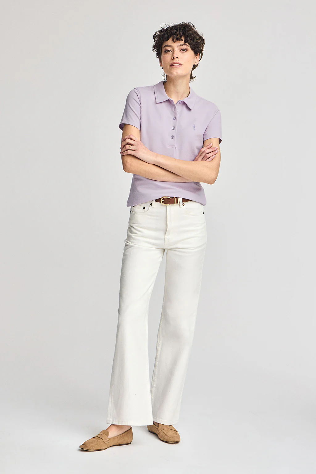 Lavender short-sleeve cotton polo shirt with Rigby Best embroidery - Image 4