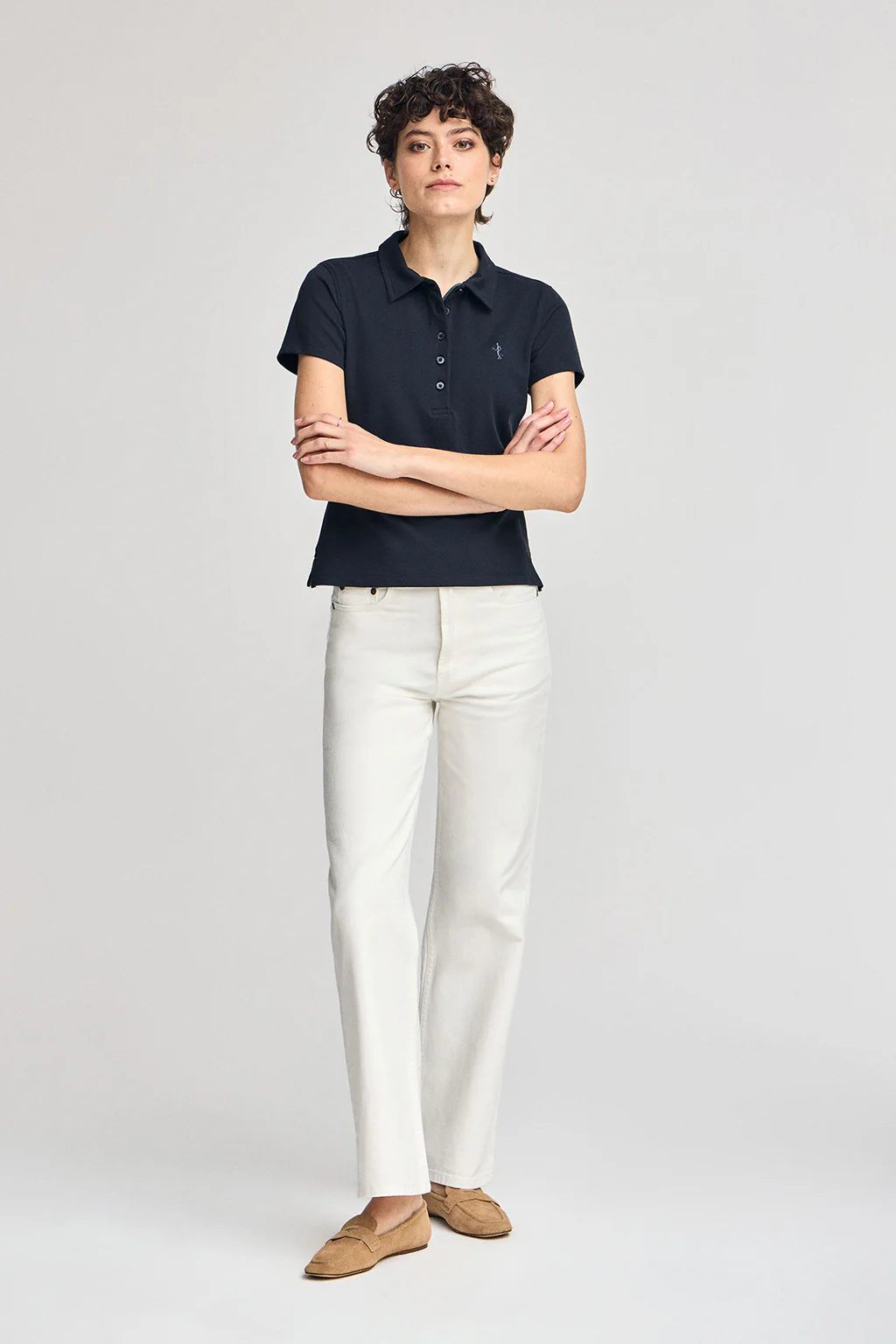 Navy-blue short-sleeve cotton polo shirt with Rigby Best embroidery - Image 4