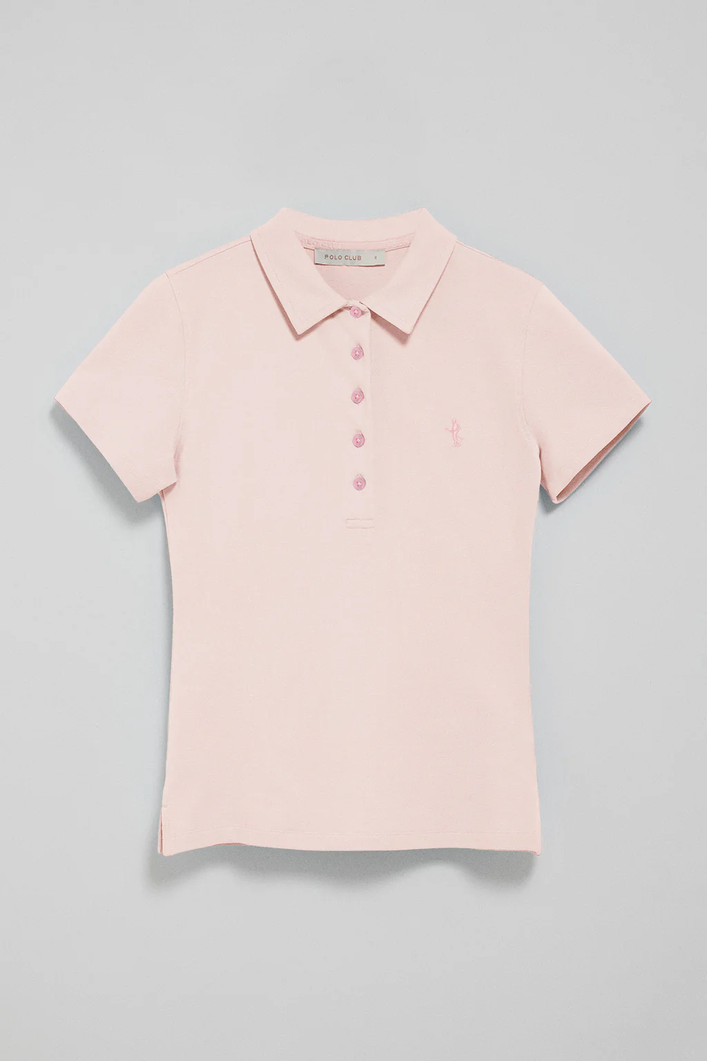 Pink short-sleeve cotton polo shirt with Rigby Best embroidery - Image 5