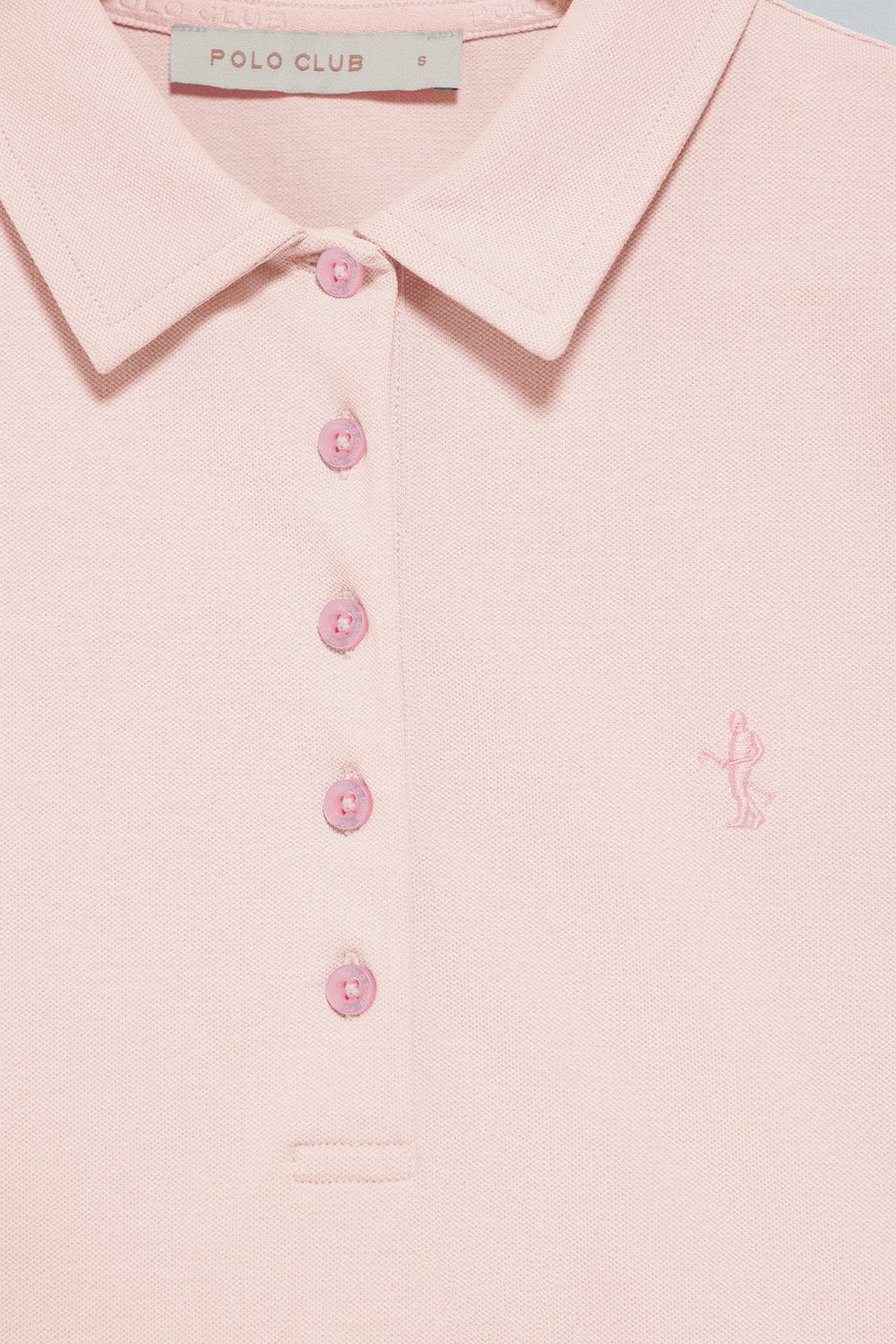 Pink short-sleeve cotton polo shirt with Rigby Best embroidery - Image 6