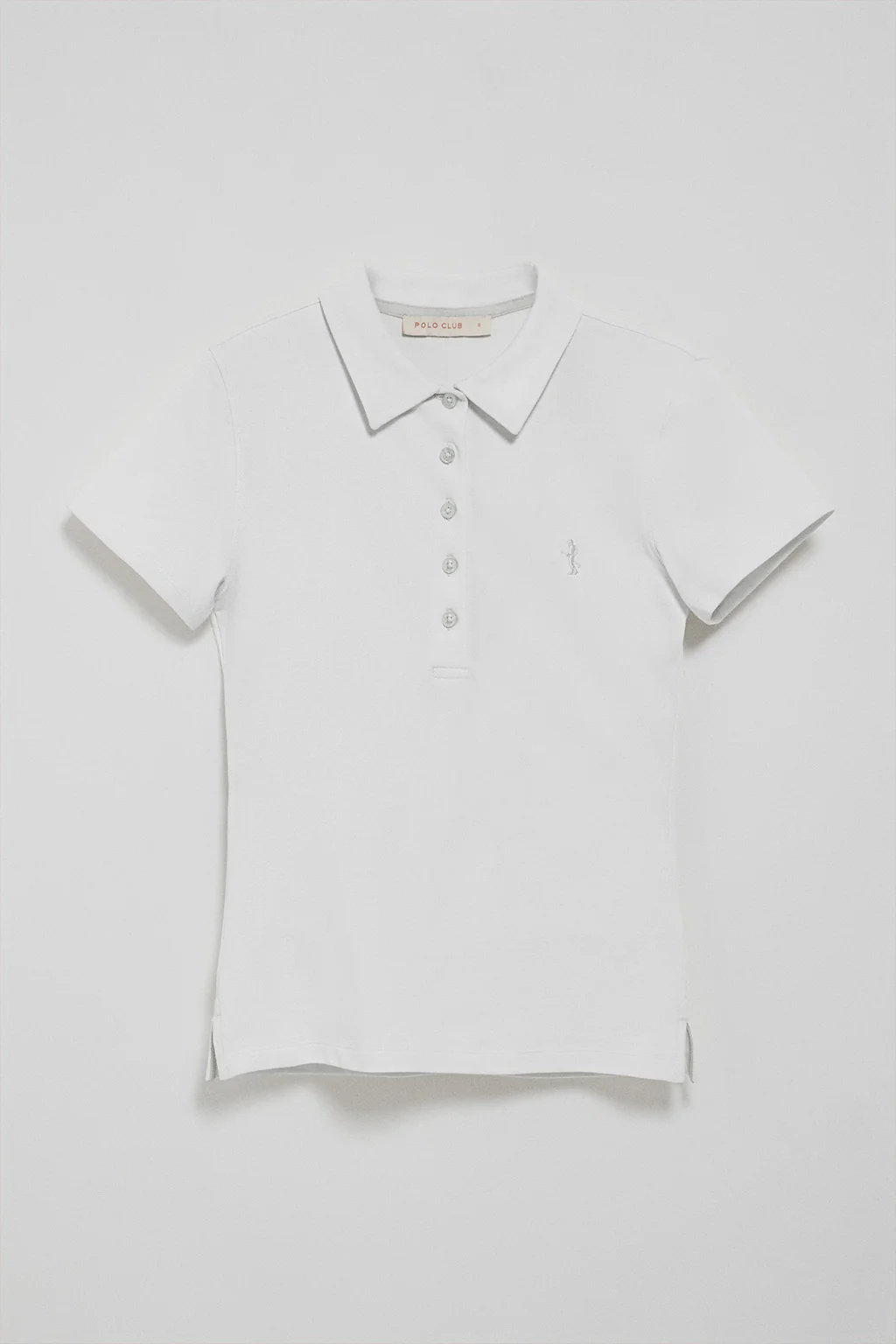 White short-sleeve cotton polo shirt with Rigby Best embroidery - Image 7