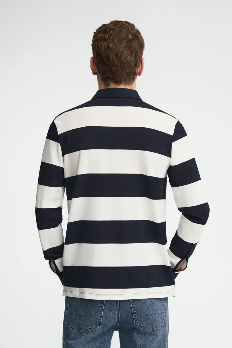 Striped polo shirt Polo Club in navy blue and nude - Image 5