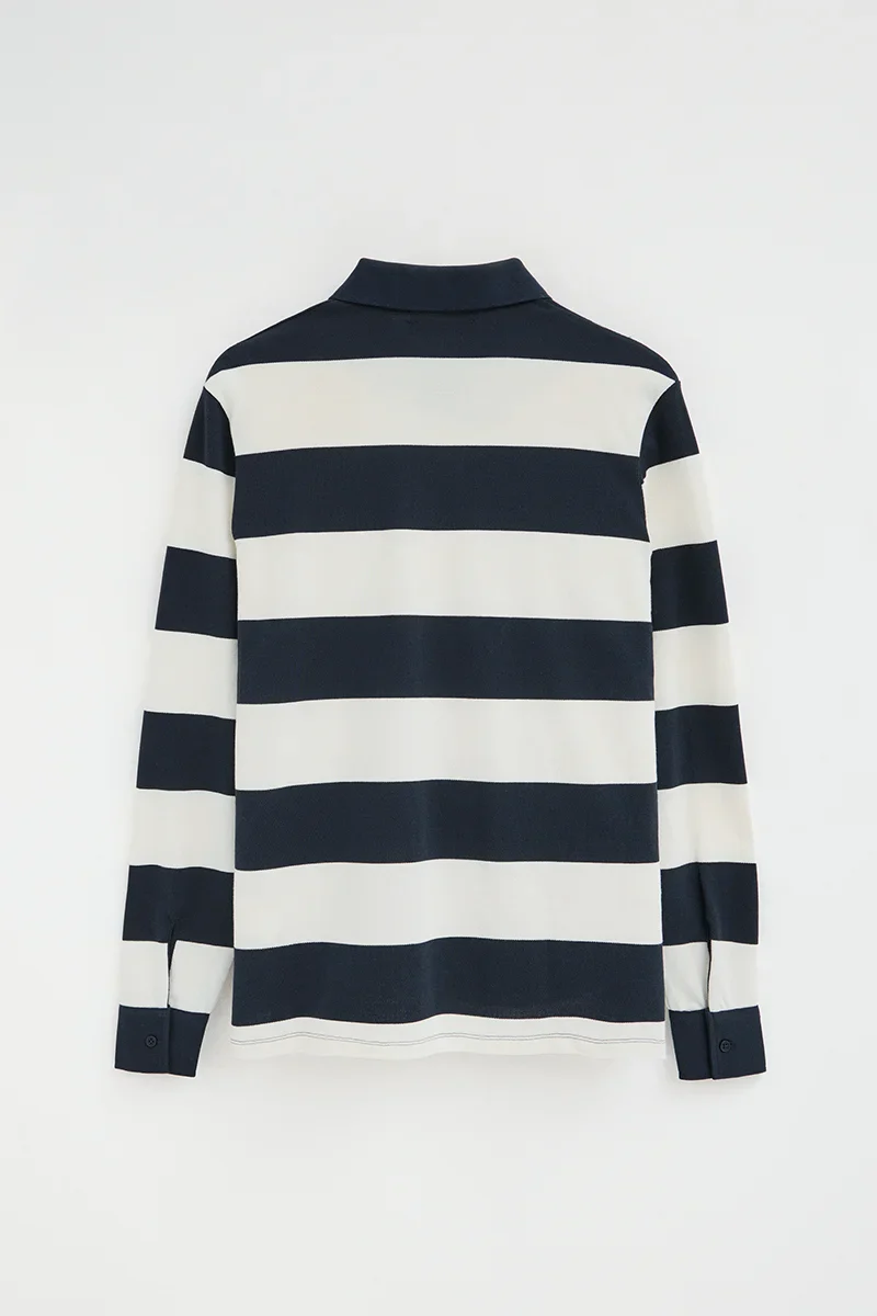 Striped polo shirt Polo Club in navy blue and nude - Image 8