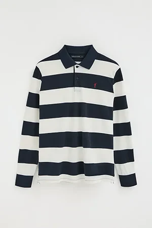 Striped polo shirt Polo Club in navy blue and nude - Image 9