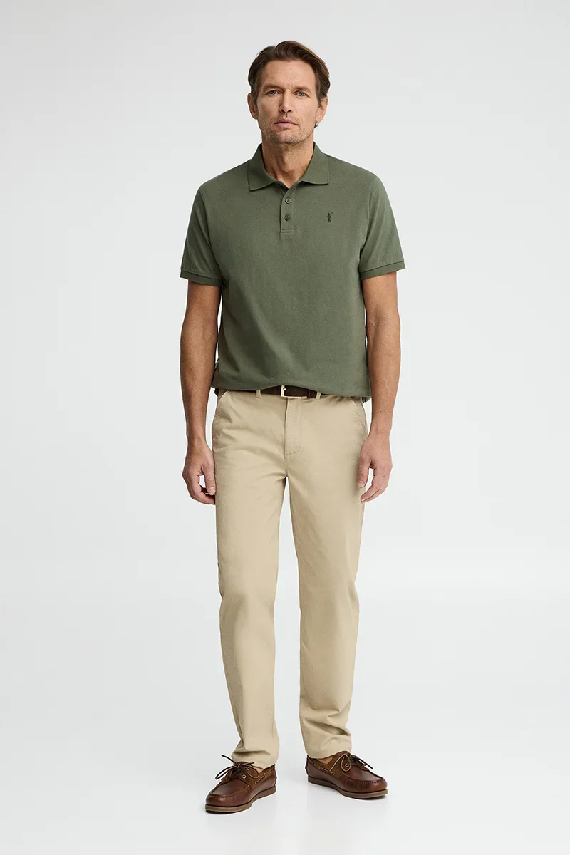 Green regular-fit polo shirt in T-shirt fabric with Rigby Go embroidery - Image 3