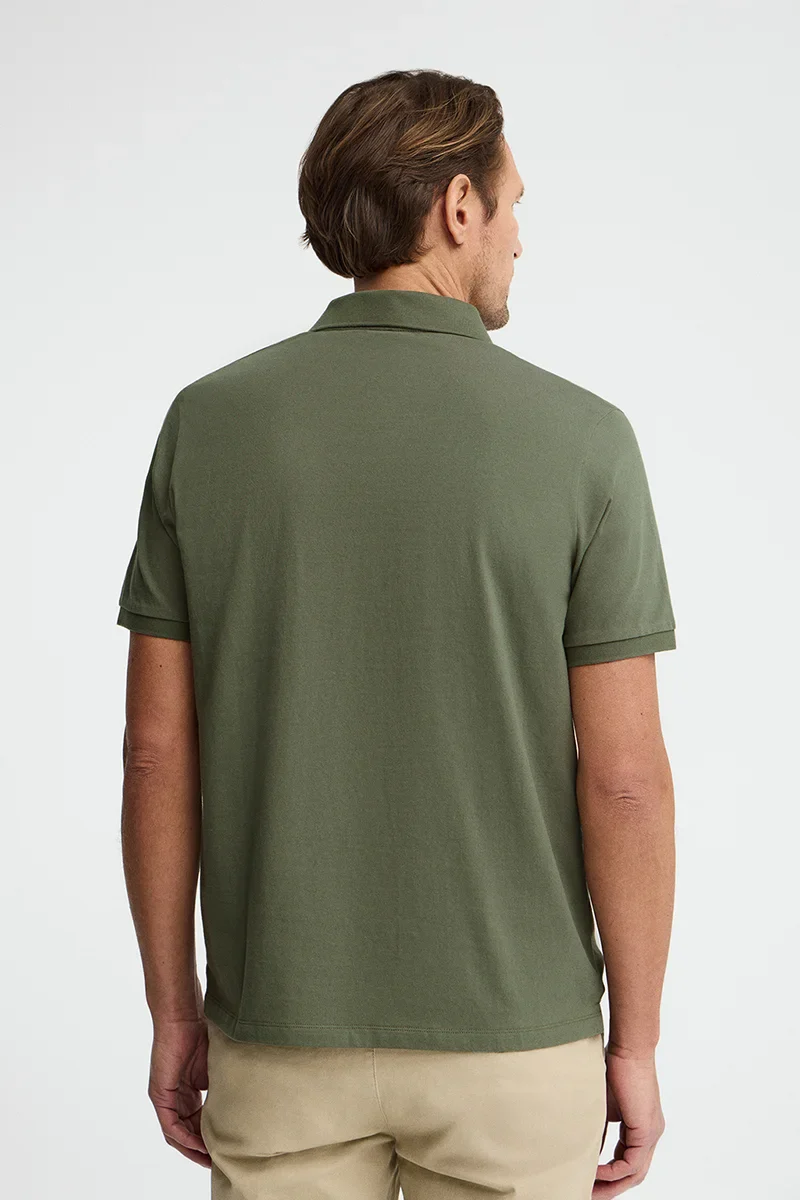 Green regular-fit polo shirt in T-shirt fabric with Rigby Go embroidery - Image 4