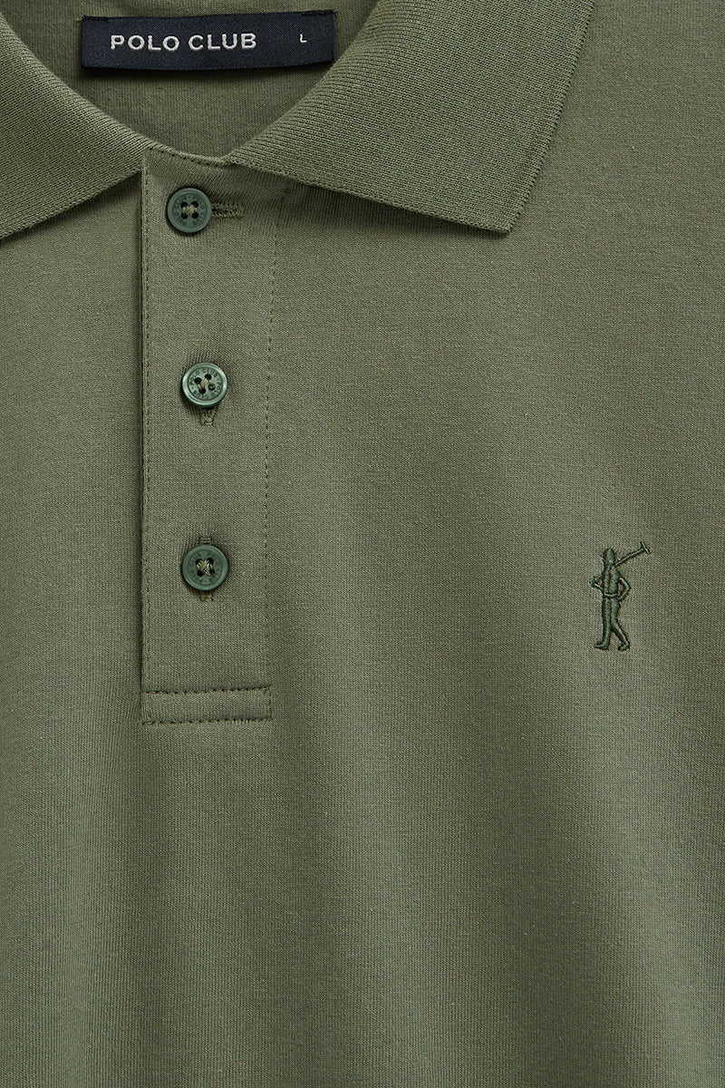 Green regular-fit polo shirt in T-shirt fabric with Rigby Go embroidery - Image 6
