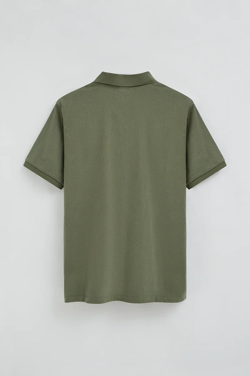 Green regular-fit polo shirt in T-shirt fabric with Rigby Go embroidery - Image 7