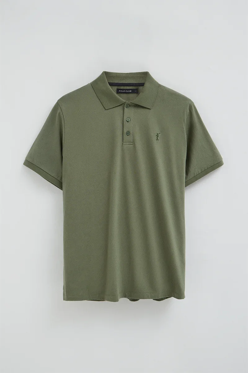 Green regular-fit polo shirt in T-shirt fabric with Rigby Go embroidery - Image 8