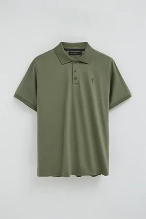 Green regular-fit polo shirt in T-shirt fabric with Rigby Go embroidery - Image 9
