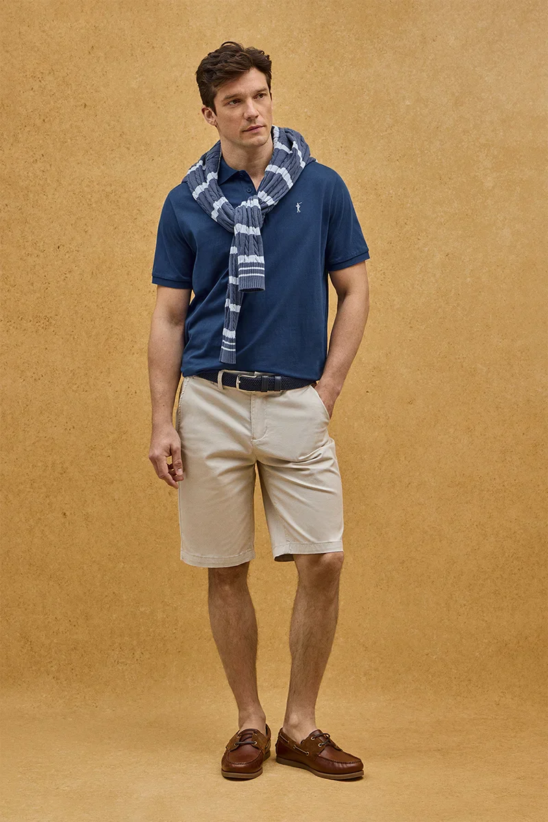Indigo-blue regular-fit polo shirt in T-shirt fabric with Rigby Go embroidery