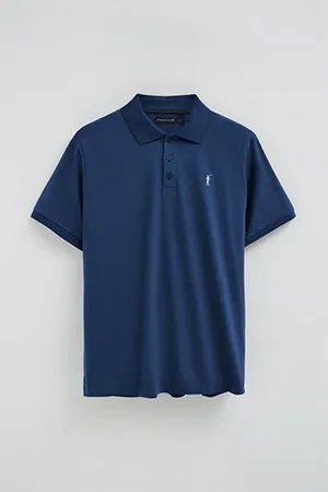 Indigo-blue regular-fit polo shirt in T-shirt fabric with Rigby Go embroidery - Image 10