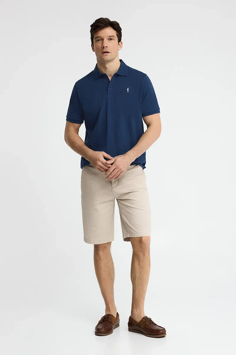 Indigo-blue regular-fit polo shirt in T-shirt fabric with Rigby Go embroidery - Image 4